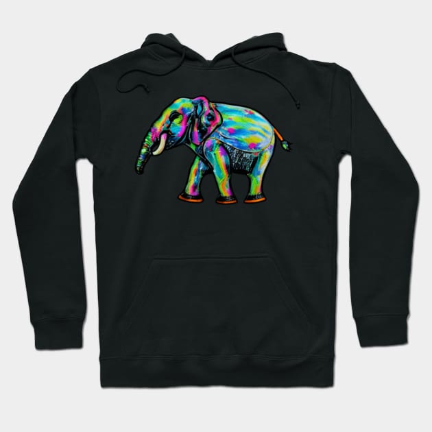 Elephant Rainbow Vintage Hoodie by Shadowbyte91